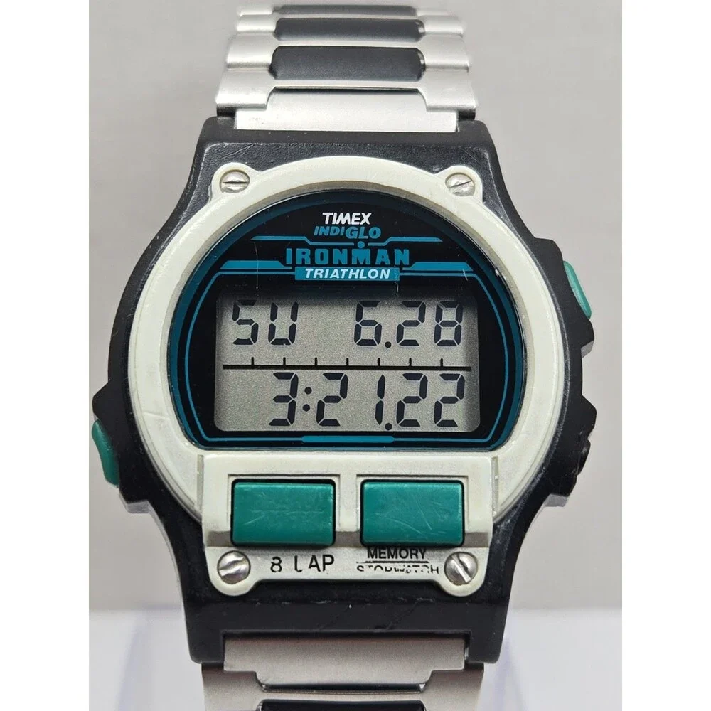 Vintage Timex Ironman Triathlon 8 Lap 100M Indiglo Mens Watch Quartz New Battery